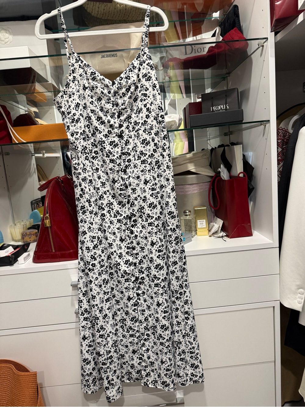Zara White & Black Floral Slip Dress